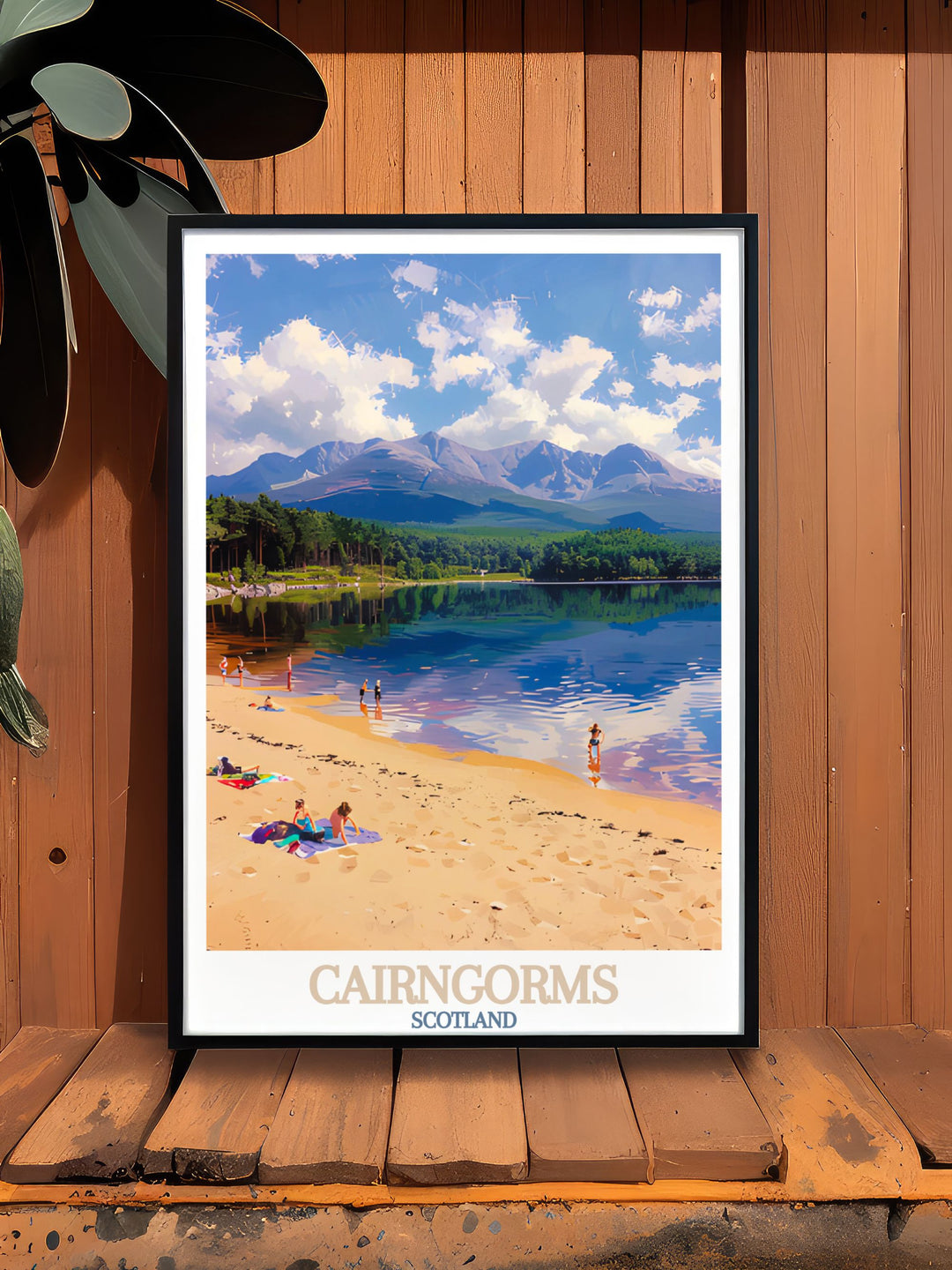 Scotland, Loch Morlich vintage print capturing the timeless beauty of the Cairngorms. Perfect for adding a touch of nostalgia and natural splendor to your home decor. High quality materials ensure long lasting vibrant colors and detailed artwork.
