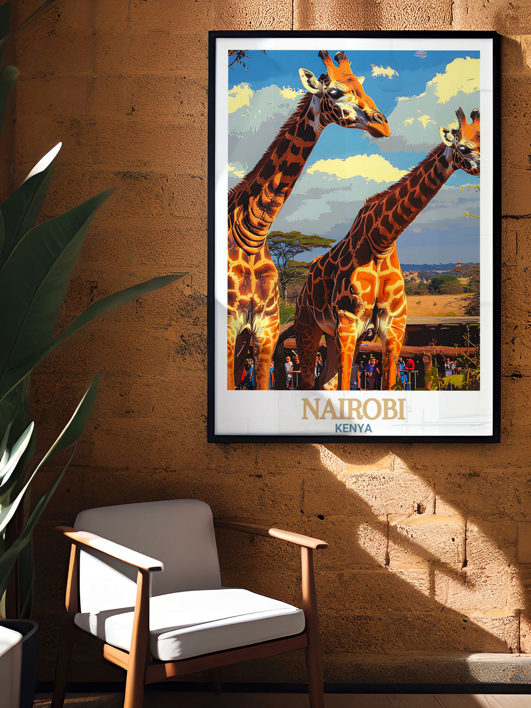 Captivating Kenya travel print bringing the spirit of the savannah into your home including stunning art pieces from the Giraffe Centre ideal for modern living spaces