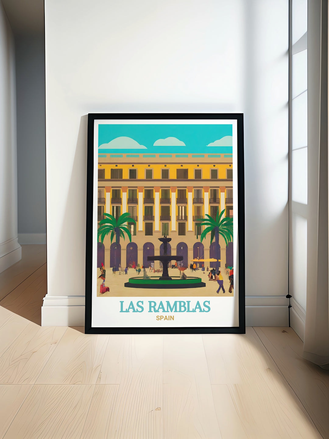 Bring a piece of Spain into your home with this art print of Plaça Reial, showcasing the tranquil and scenic beauty of this historic Barcelona square. A thoughtful gift for any travel enthusiast.