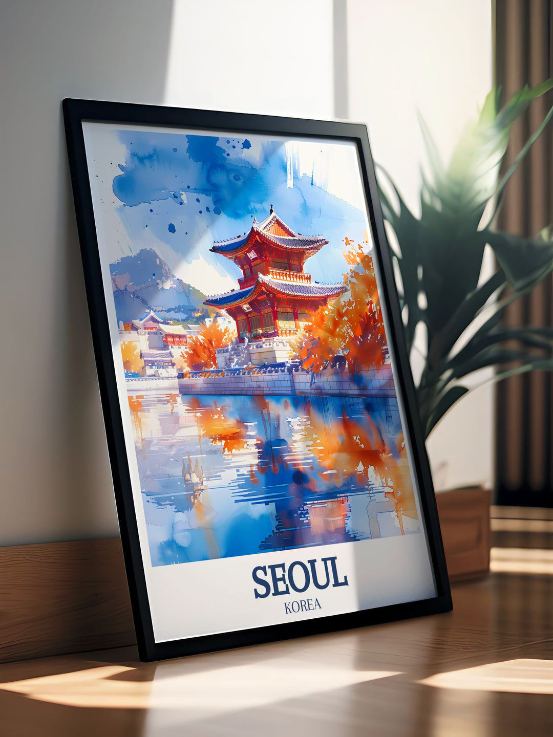 Gorgeous Seoul Art Print featuring Gyeongbokgung Palace and Han River perfect for adding a touch of elegance to your home decor these prints make wonderful traveler gifts capturing the spirit of Seoul