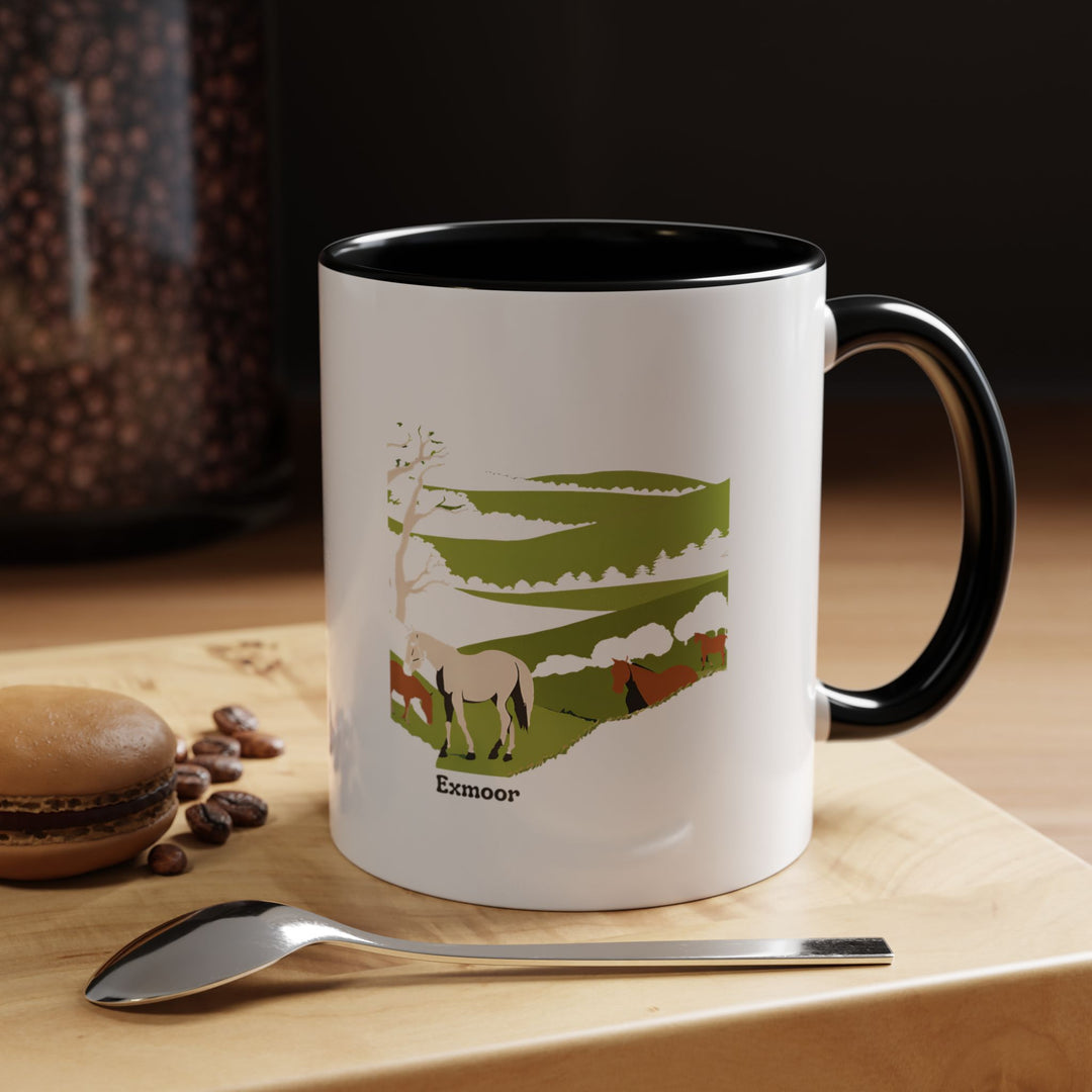 Celebrate Exmoor's scenic beauty with this elegant Exmoor mug. Designed with vivid art depicting rolling hills, it is a practical ceramic mug suitable for coffee or tea. Microwave safe and dishwasher safe for hassle-free use.