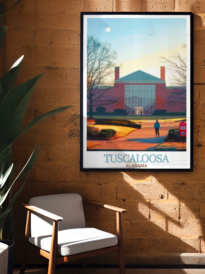 Tuscaloosa city map and Paul W. Bryant Museum wall art a vibrant Tuscaloosa decor piece capturing the essence of Alabamas charm ideal for gifts and modern prints that bring Tuscaloosas energy into any room