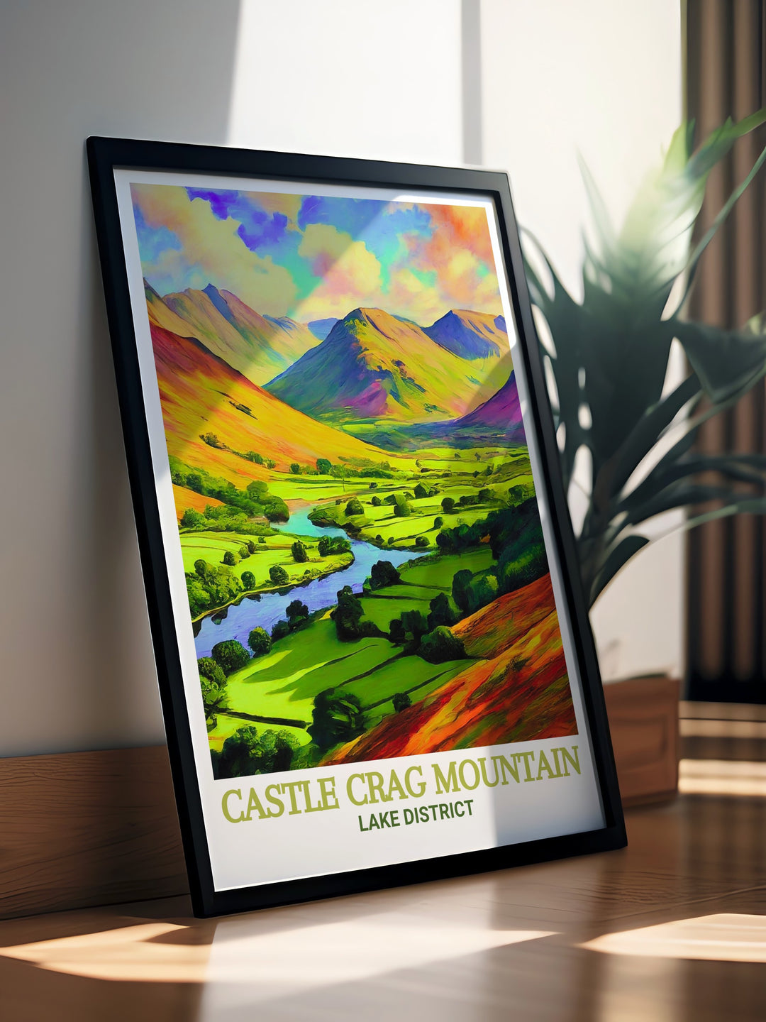 Borrowdale Valley travel print brings the breathtaking landscapes of Cumbrias famous valley into your home, perfect for anyone who appreciates the beauty of the Lake Districts natural wonders.