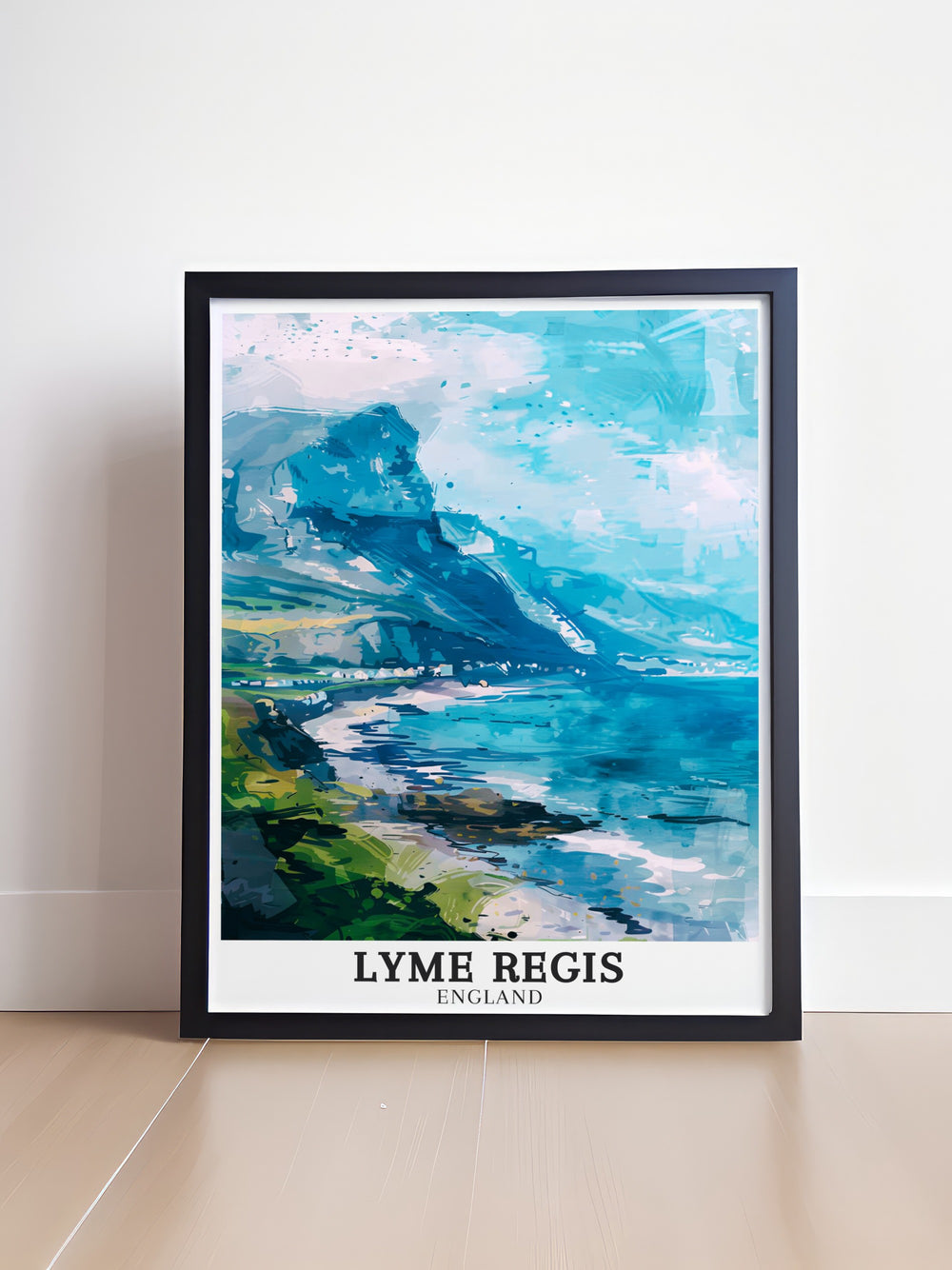 This Lyme Regis wall art showcases the stunning cliffs of Charmouth Ledge and the serene sands of Charmouth Beach. Perfect for anyone who appreciates the beauty of Englands coastline, this artwork brings the magic of the Jurassic Coast into your living space.