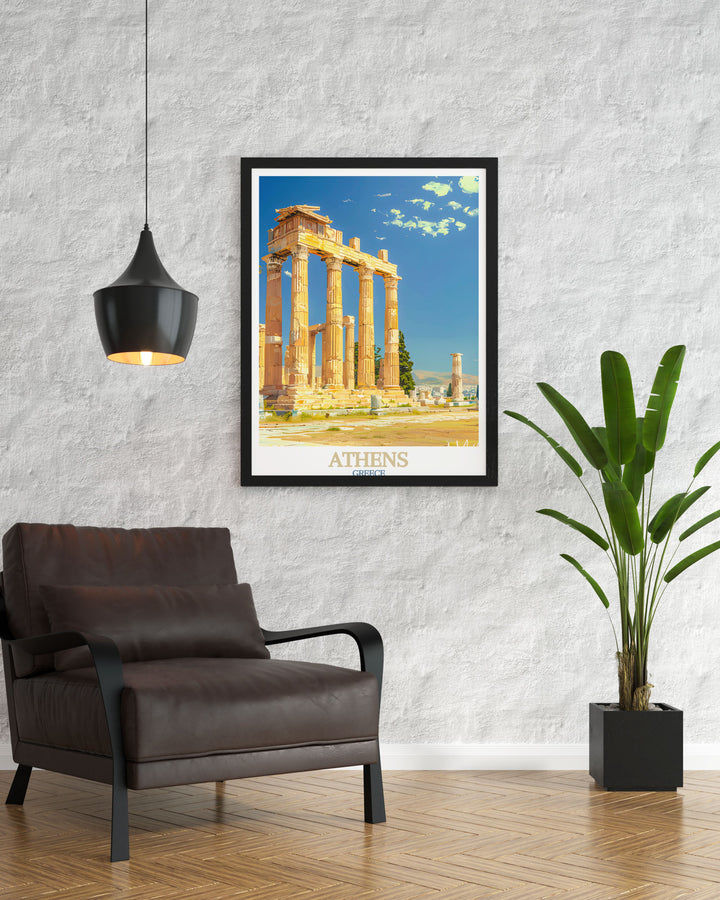 Beautiful matted art of Athens Georgia showcasing the citys intricate layout and The Temple of Olympian Zeus. This fine line print is perfect for adding a touch of elegance to your home decor or as a thoughtful gift.