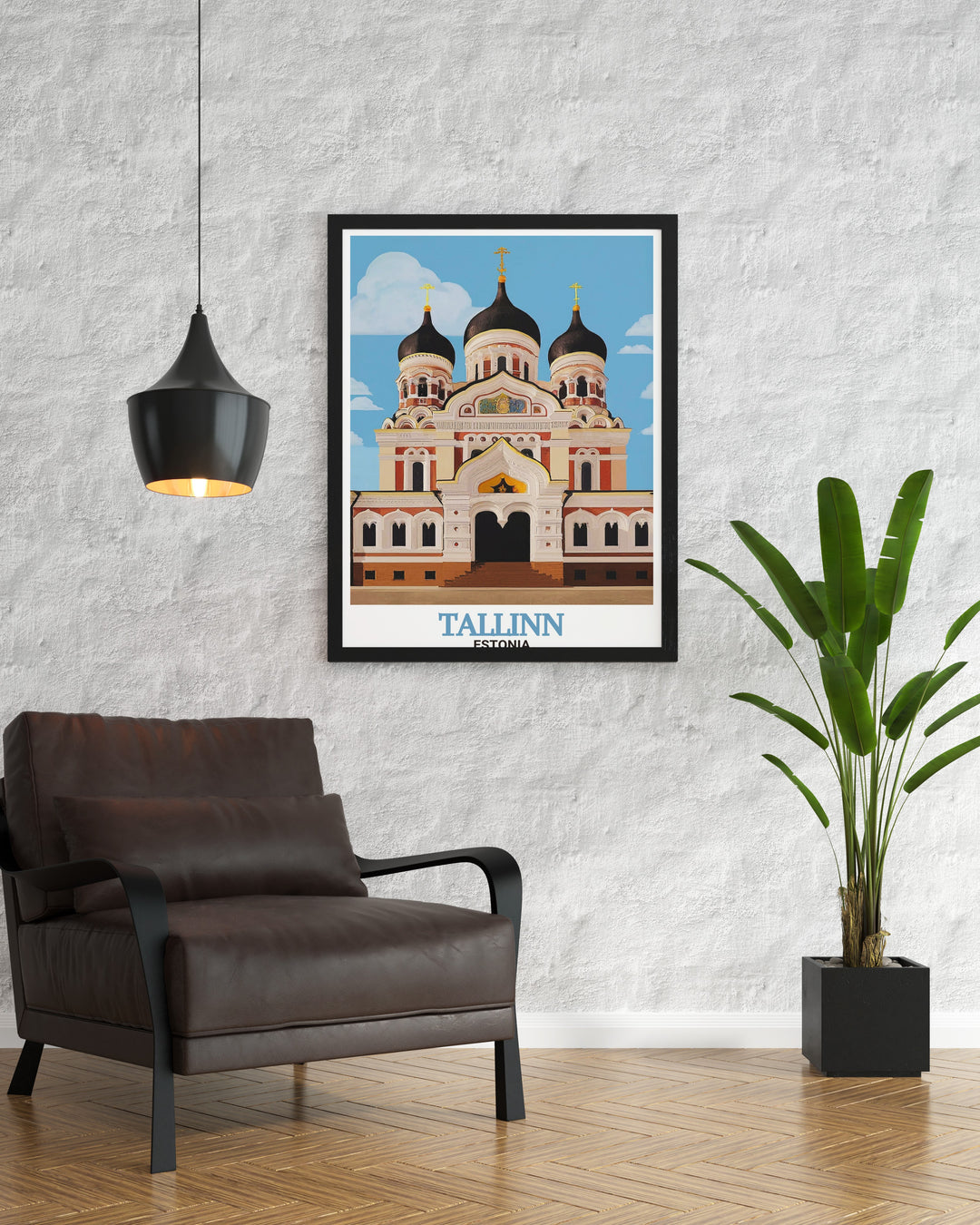 A beautiful Tallinn Estonia poster print featuring the Alexander Nevsky Cathedral, one of Estonias most iconic landmarks. This travel print showcases the intricate architecture of the cathedral with its onion domes and detailed facade. Perfect for Estonia lovers or as a gift for travelers who admire European history and architecture.