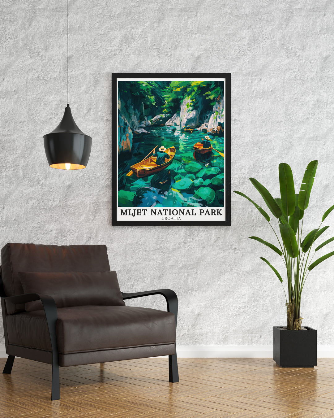 Mljet National Park Art showcases the peaceful Veliko and Malo Jezero lakes, offering a glimpse into one of Croatias most beautiful natural settings. Ideal for those who love the outdoors, this print brings the parks stunning landscapes into your home, creating a serene and inviting atmosphere.