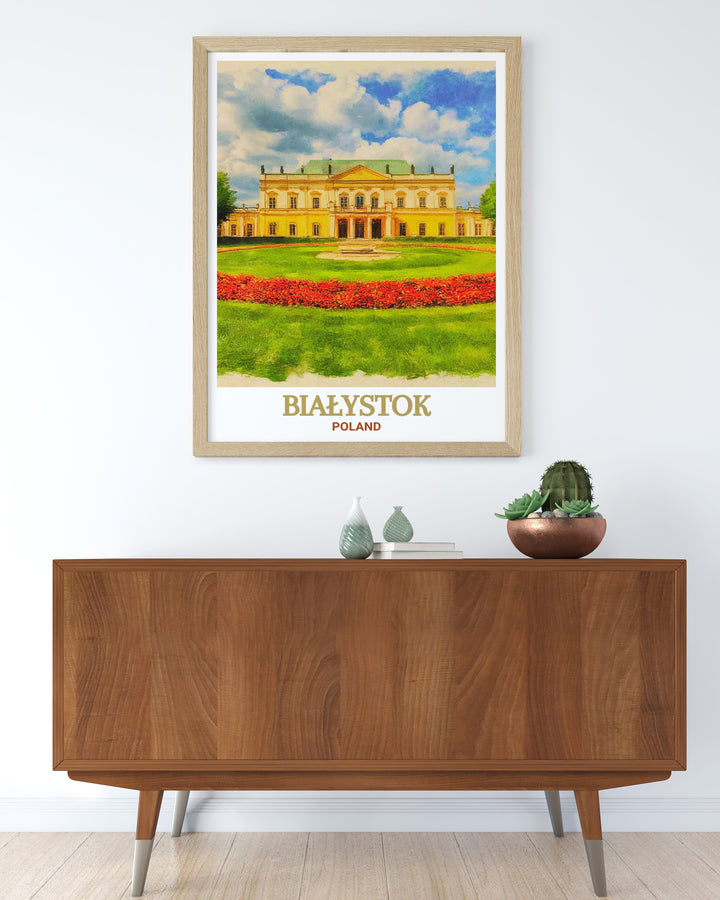 Branicki Palace Wall Art captures the essence of Polands Versailles” in a vibrant and detailed print. This artwork is perfect for anyone who appreciates baroque architecture, Polish history, or travel art, adding a sense of elegance to any room.