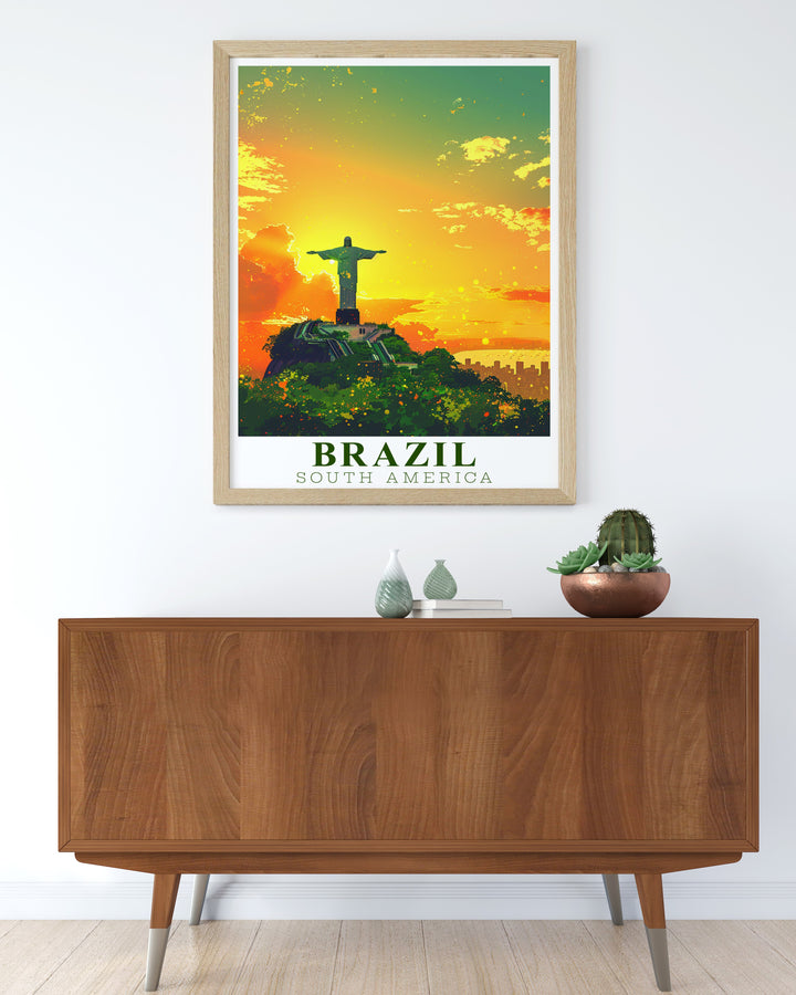 Christ the Redeemer framed prints offering a unique blend of art and heritage perfect for gifting and decorating with Brazil themed decor