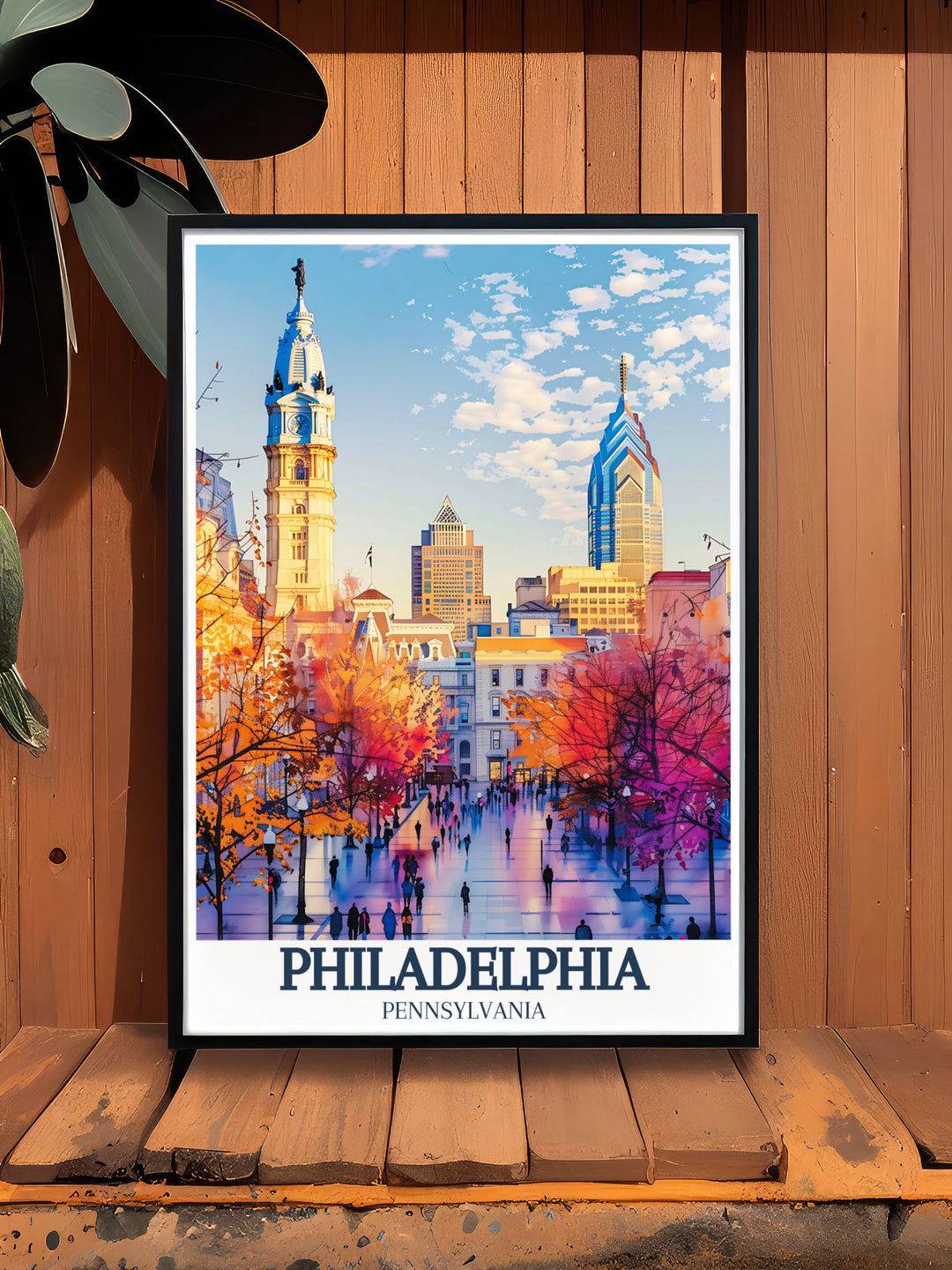Beautiful Philadelphia artwork depicting Independence National Historical Park Franklin Institute and City Hall perfect for enhancing your home decor with a touch of history and sophistication
