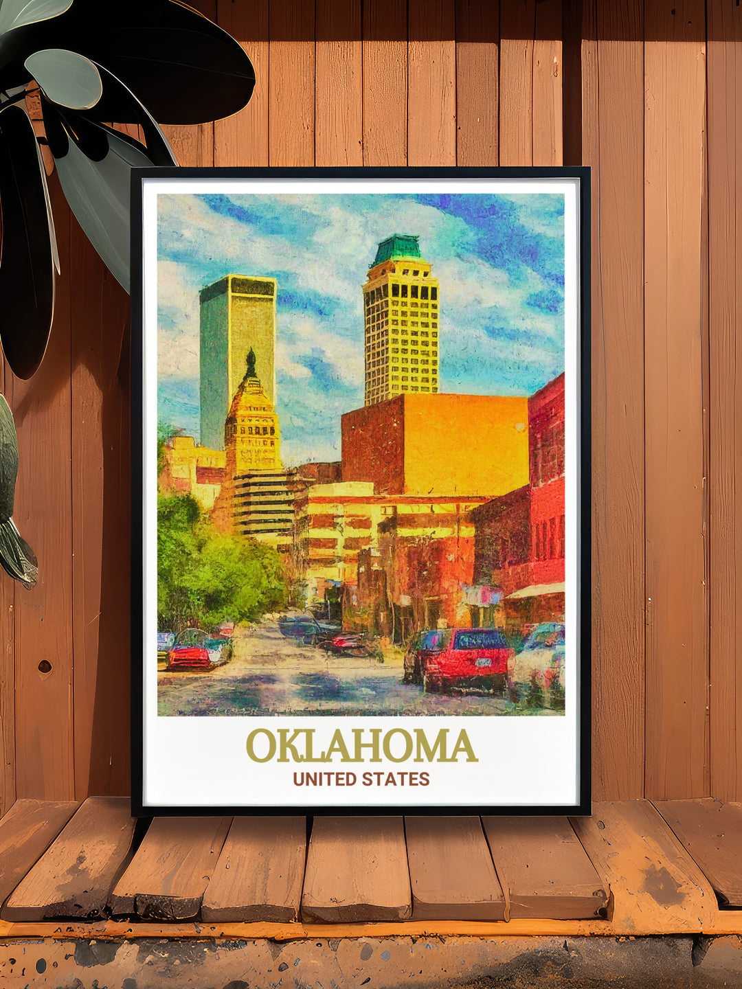 Elegant Oklahoma art print featuring a detailed street map and Tulsas Art Deco District. The perfect black and white design to elevate living room decor or to gift on special occasions. Stylish matted art that captures Oklahomas unique architectural beauty.