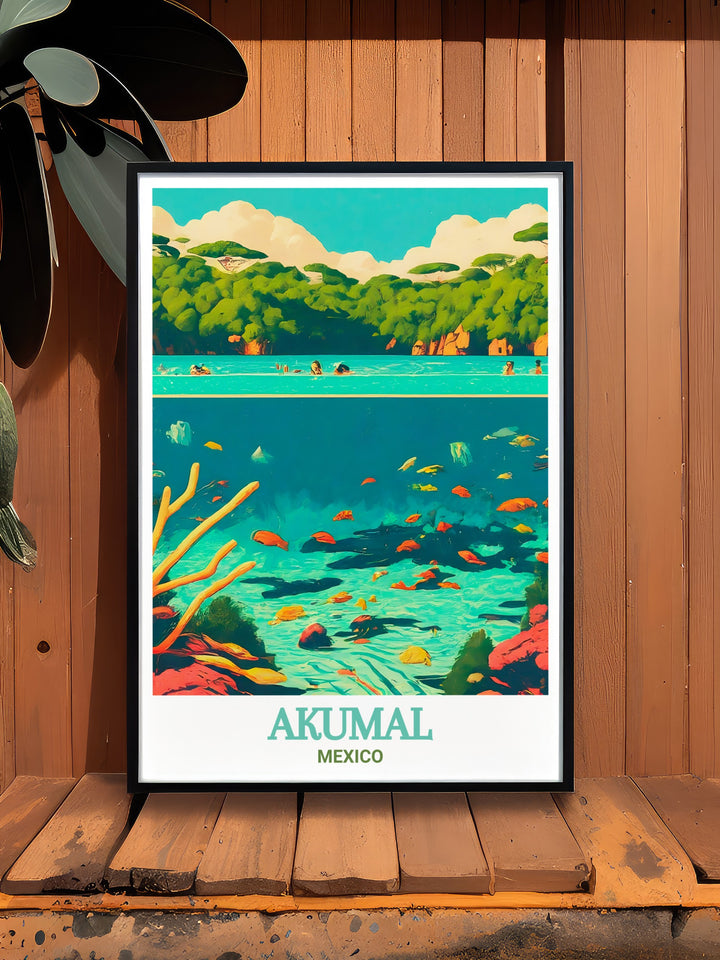 Elegant Akumal Art Print of Yal Ku Lagoon an ideal birthday gift with vibrant colors and modern design