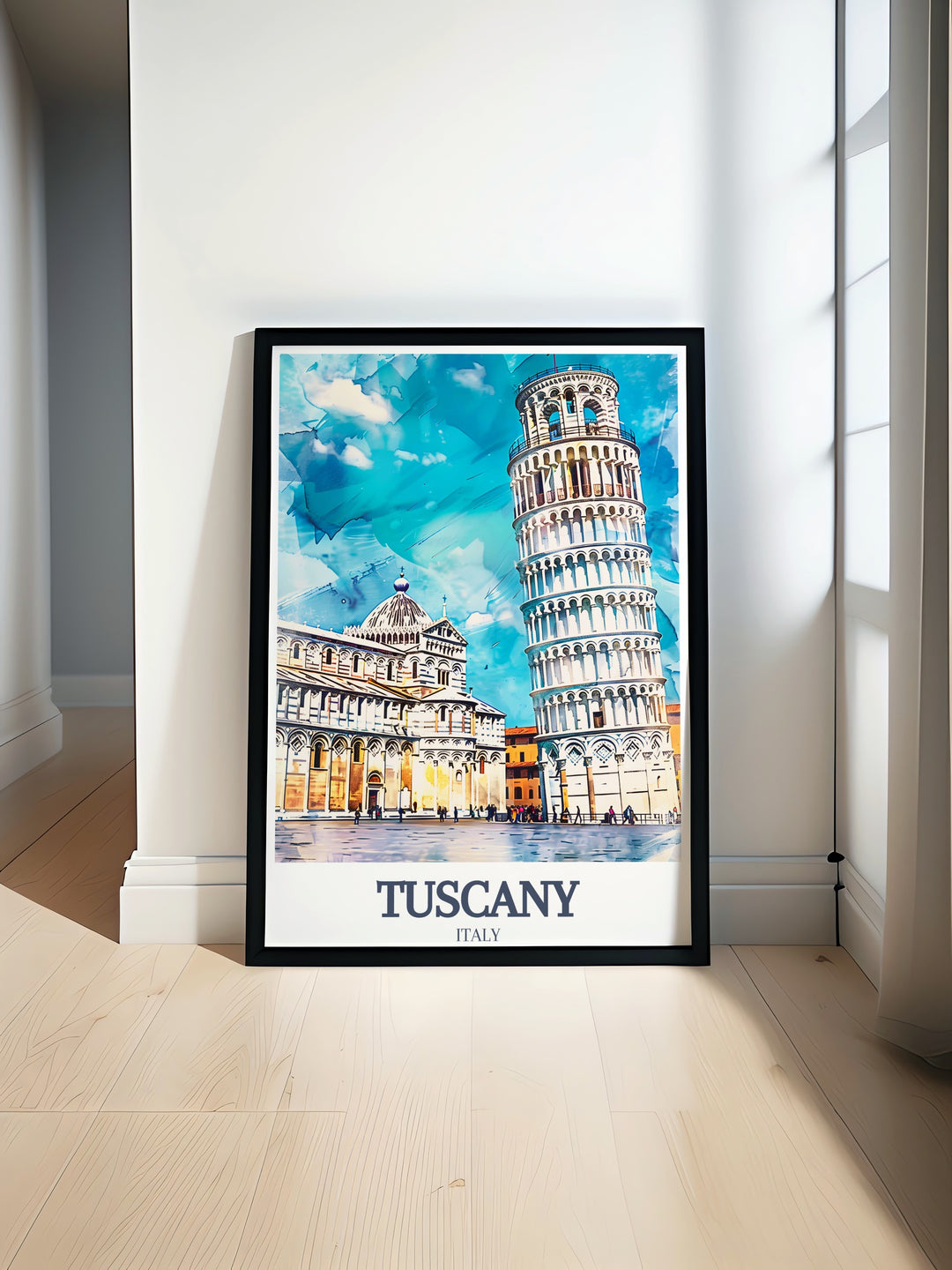 The grandeur of the Leaning Tower of Pisa is beautifully captured in this Tuscany wall art, showcasing the stunning Piazza dei Miracoli. An excellent choice for anyone looking to elevate their space with classic Italian charm.