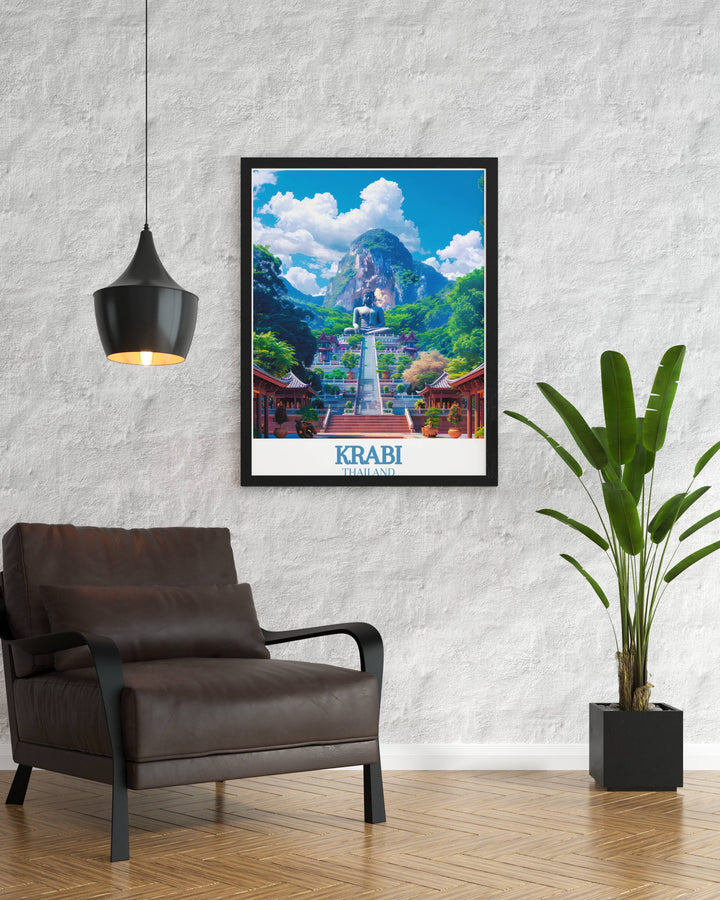 Our Tiger Cave Temple Stunning Living Room Décor and Thailand Prints offer a captivating way to celebrate the rich culture and stunning landscapes of Thailand. Perfect for adding sophistication to your home