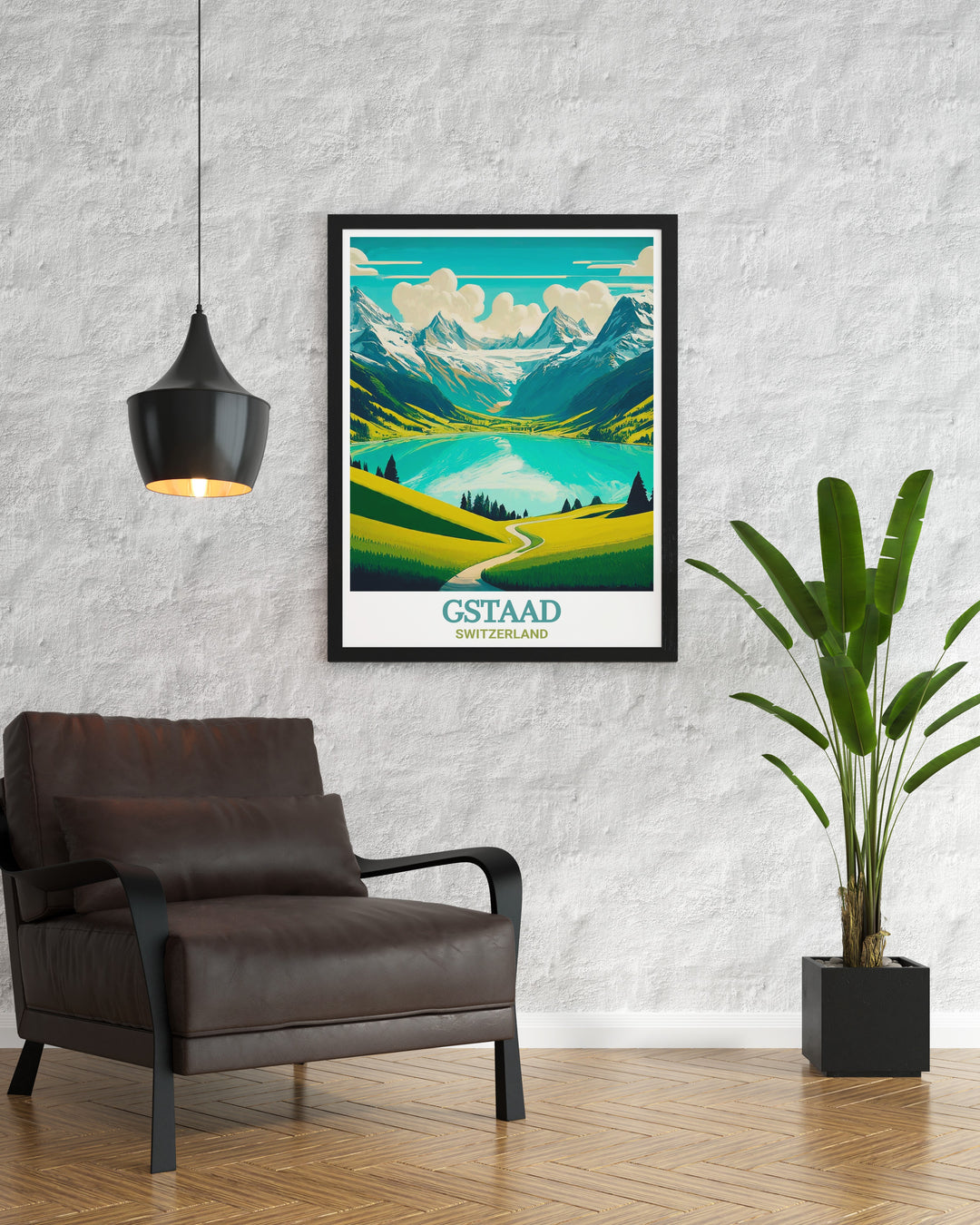 The Lake Lauenen framed art piece highlights the pristine beauty of this Swiss lake, nestled in the heart of the Alps. With its serene waters and stunning backdrop of towering mountains, this framed print is perfect for those who appreciate natures beauty. It adds a touch of Swiss tranquility to your living space, making it a perfect gift for nature lovers.