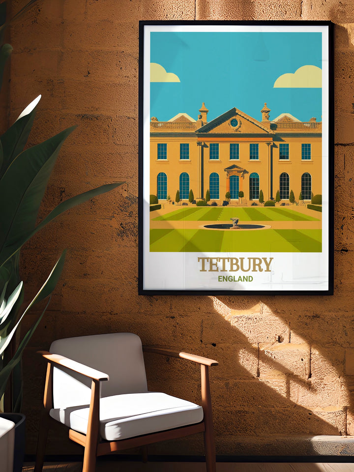 Tetburys iconic buildings and cobblestone streets are brought to life in this framed art print, making it a perfect piece for anyone with a love for historic English towns and countryside beauty.