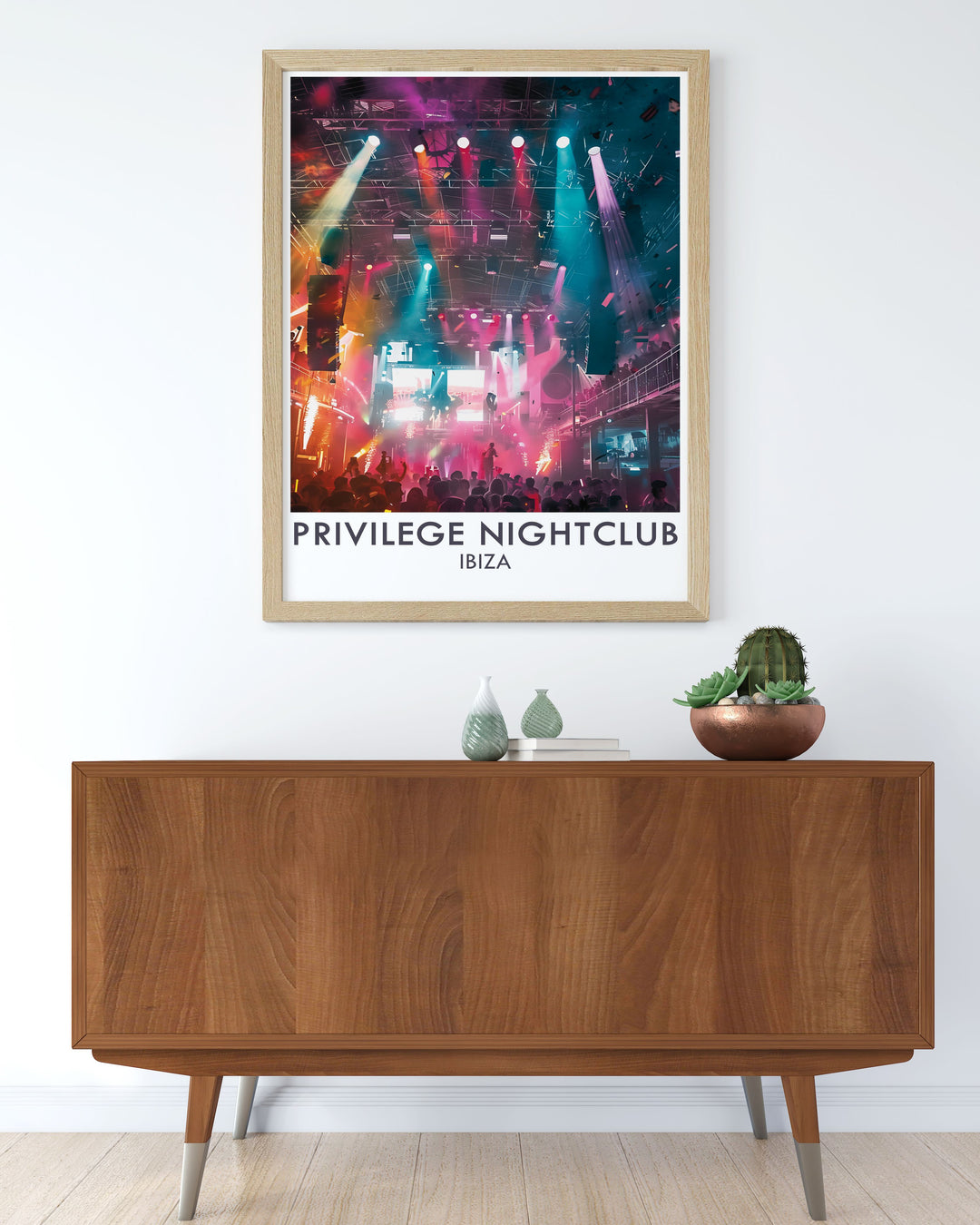 Stage Ku Club Poster depicting the historic venue known for its open air dance floor and spectacular performances a must have for fans of Ibizas legendary nightlife