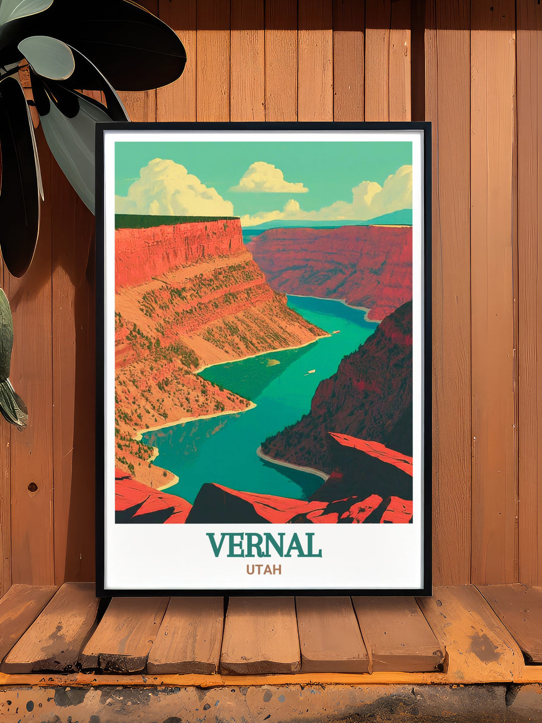 A wall art piece featuring Utahs iconic Flaming Gorge. This print is perfect for adding a splash of color and nature to your home decor. The detailed illustration and high quality print make it a lasting piece of art that will enhance any space.