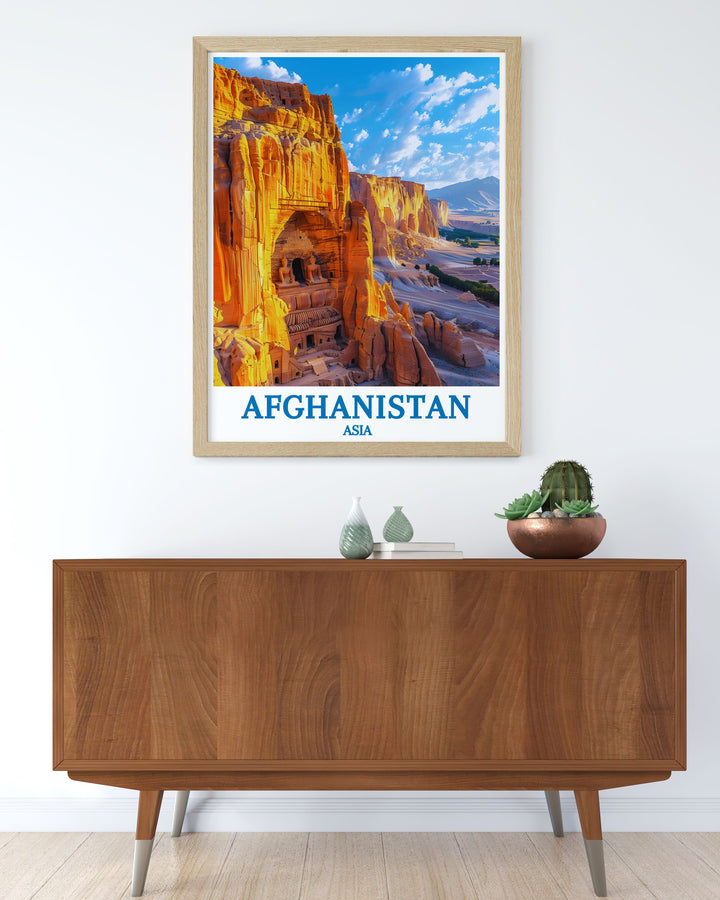 Enhance your space with an Afghanistan Decor piece featuring The Bamiyan Buddha Statues a blend of history and art that adds cultural depth and beauty to any room ideal for Fathers Day gifts