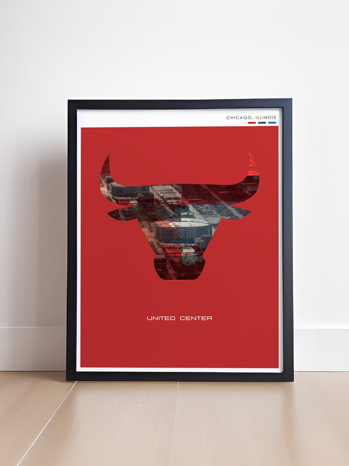 Enhance your decor with this Blackhawks print showcasing the United Center and classic NHL moments making it an ideal gift for boys dads or any passionate hockey lover