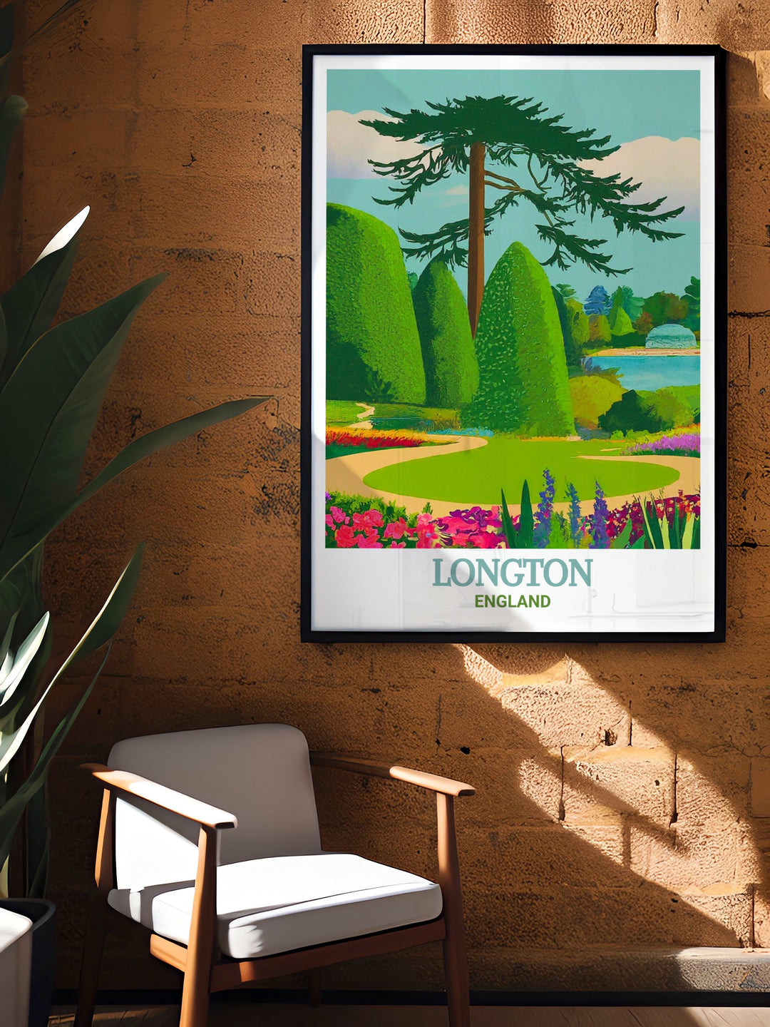 A stunning travel print of Trentham Gardens, capturing the lush landscapes and historical architecture of this famous garden in Stoke on Trent. Perfect for home decor or as a gift for nature lovers, this canvas art evokes the serenity of a peaceful escape.