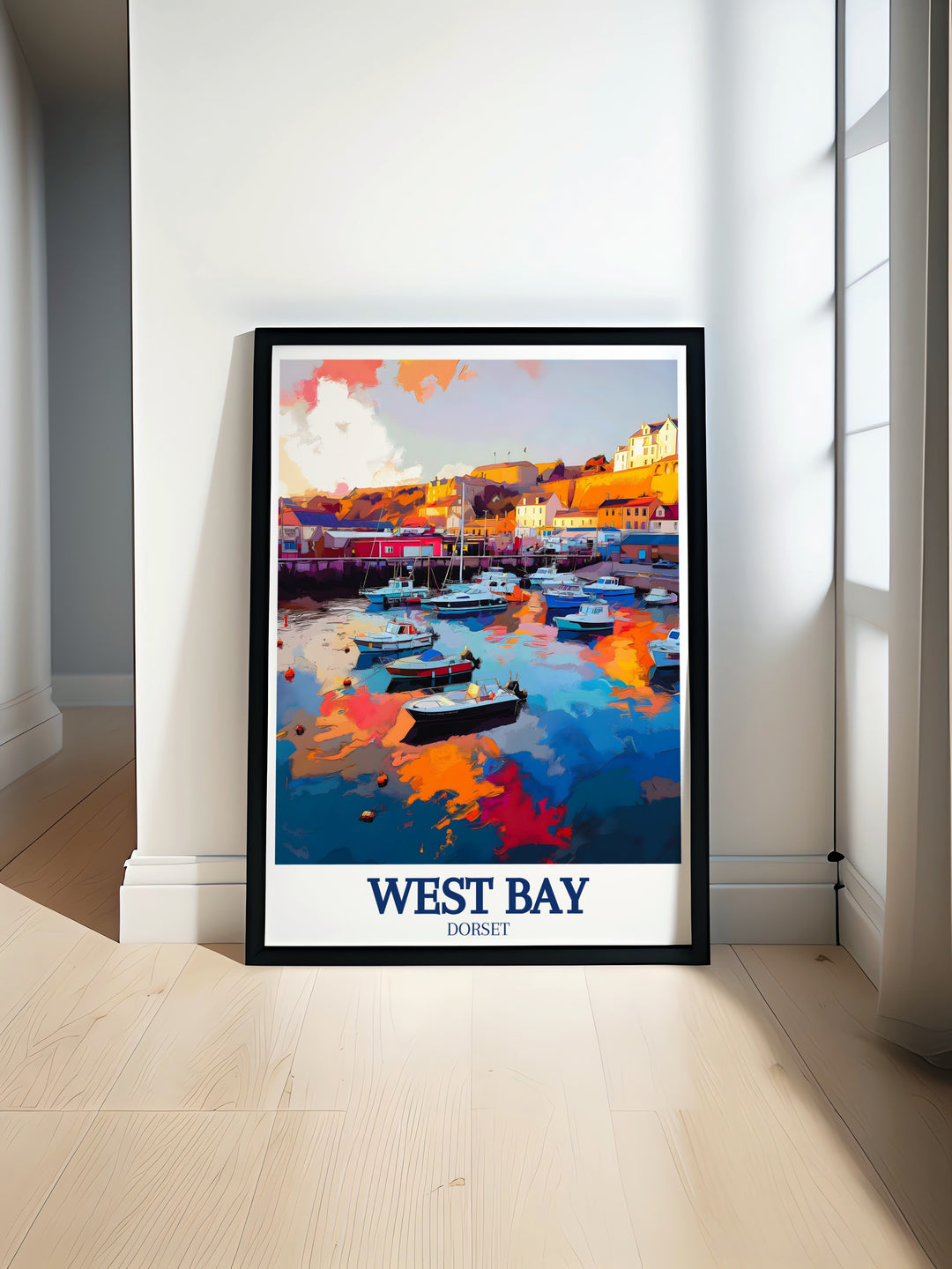 Bridport vintage poster celebrates the historical significance of this market town and its connection to West Bay. With its timeless design and detailed artwork, this piece brings the charm of Englands south coast into your home, making it perfect for UK travel lovers.