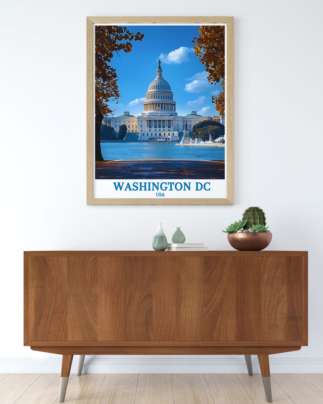 Elegant Washington DC art print showcasing The United States Capitol Building ideal for adding a touch of sophistication to your living room or office space