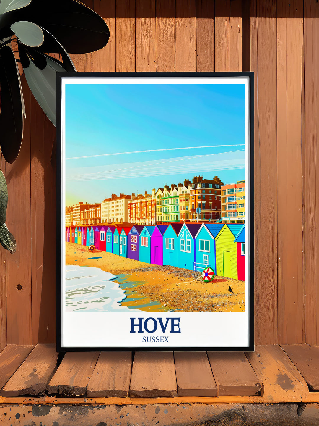 This English Channel vintage poster offers a classic view of Hoves bathing cottages, bringing a touch of nostalgia and coastal beauty to your living space. Ideal for those who love vintage travel art.