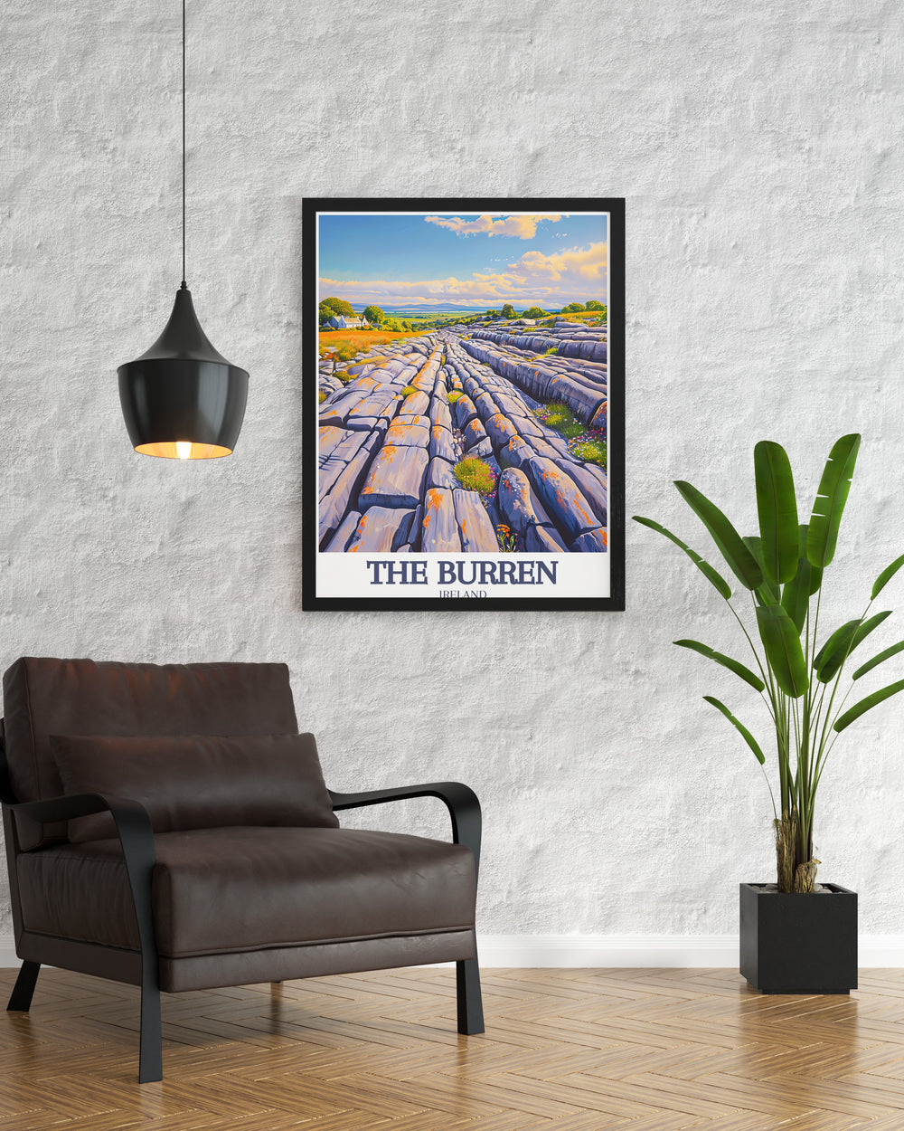 Beautiful Burren National Park Kilfenora village wall art capturing the unique limestone pavements and vibrant wildflowers of County Clare ideal for home decor and gifts