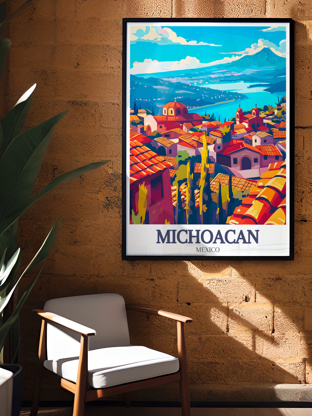 This Michoacán wall art features the iconic Paricutín Volcano and Patzcuaro Lake in vibrant colors. The vintage poster style makes it a great addition to any home, providing a beautiful reminder of Mexicos natural and cultural heritage. A perfect piece of art for any room.