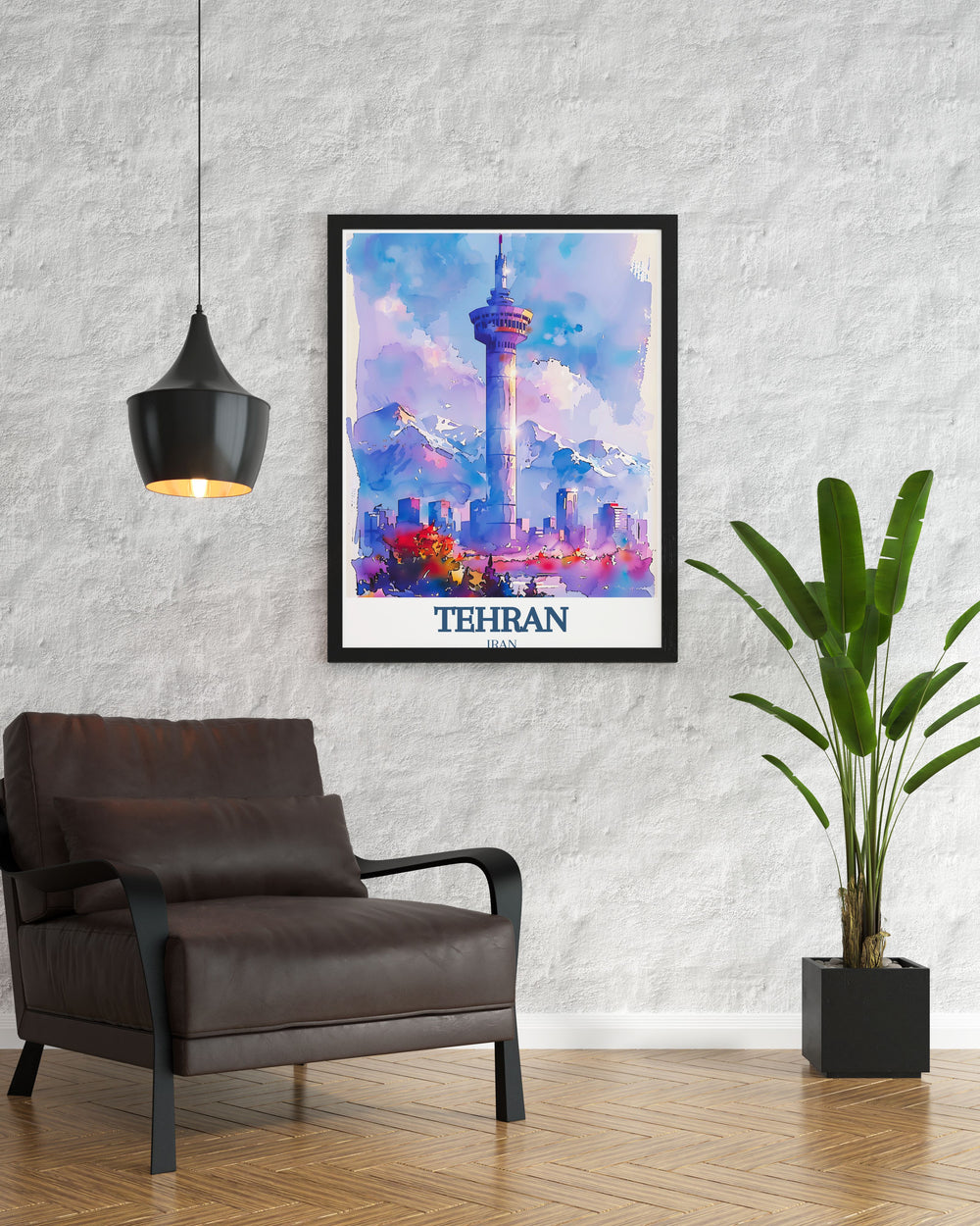 Stunning Tehran Poster with Alborz Mountain providing a unique blend of modern art and traditional charm ideal for sophisticated home decor