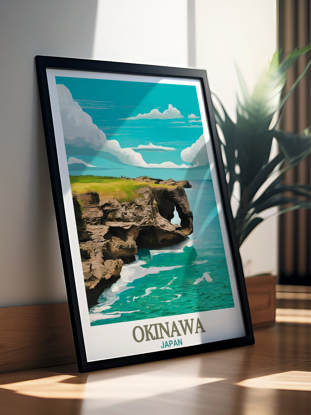Cape Manzamo vintage print showcasing the natural beauty of Okinawa and the rich Ryukyu culture a perfect addition to any home or office for those who appreciate Japan prints and unique decor