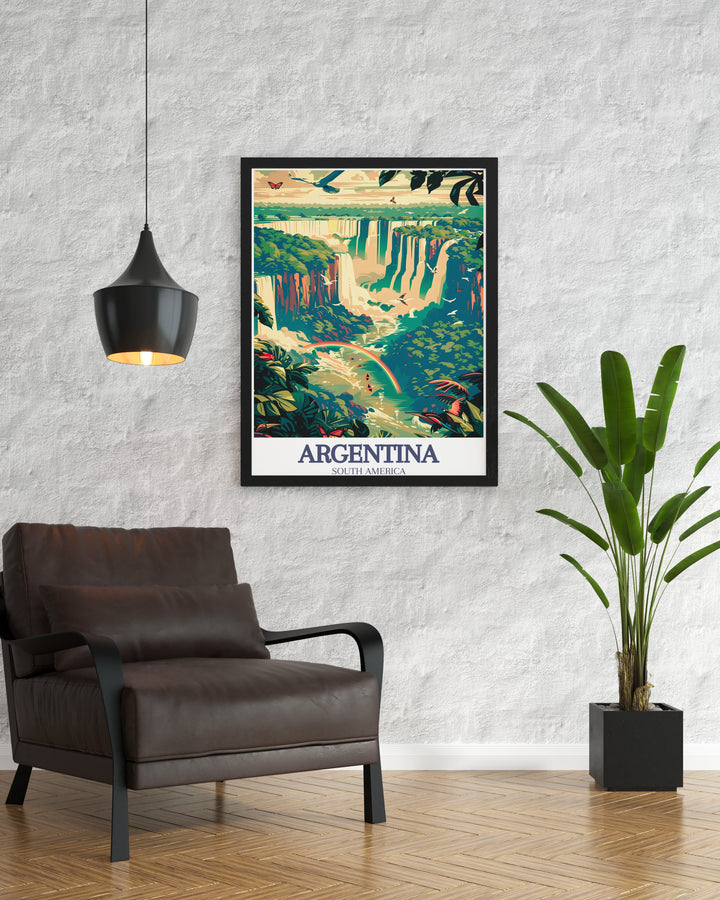 Iguazu Falls, Iguazu River stunning prints ideal for home decor. These Argentina artwork pieces highlight the breathtaking beauty of the waterfalls, making them perfect for creating a serene and inspiring atmosphere.