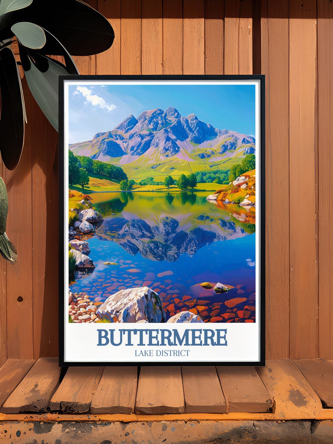 Buttermere Lakes tranquil waters and the rugged terrain of Haystacks are beautifully depicted in this art print, making it a versatile piece for any home decor.