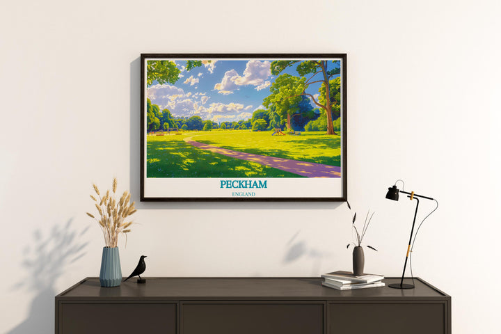 Peckham Rye Park modern decor capturing the picturesque views of the park ideal for stylish wall art and adding a refined touch to your living room or office.