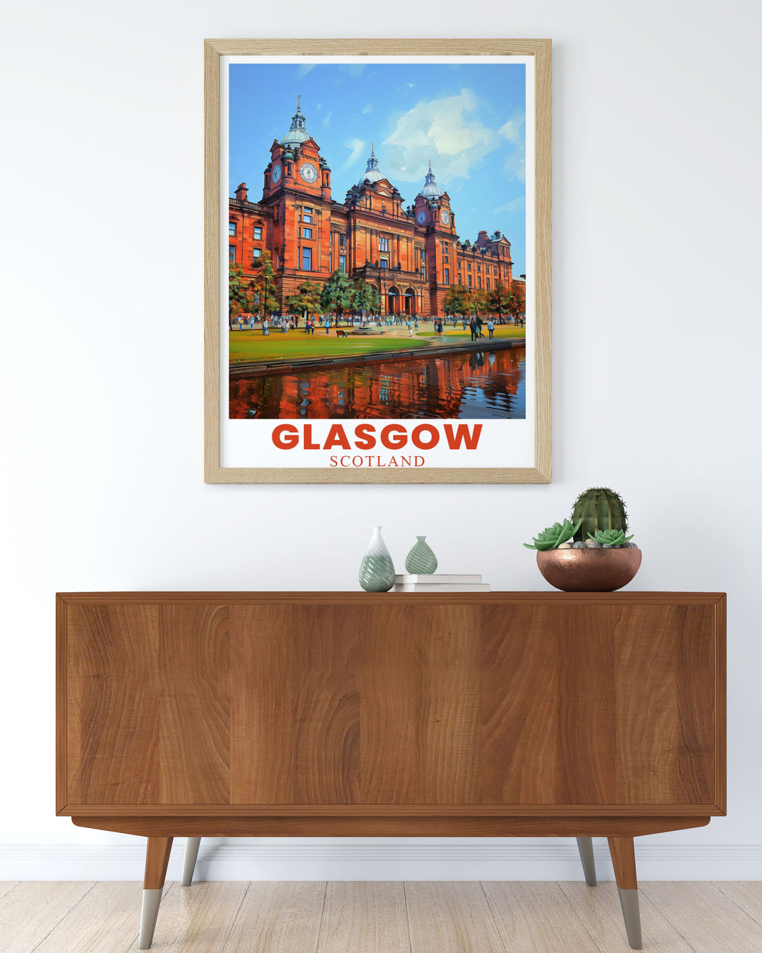 Stunning Kelvingrove Art Gallery and Museum wall art print highlighting the grandeur of this famous landmark. Enhance your home or office with this exquisite piece of Glasgows history.