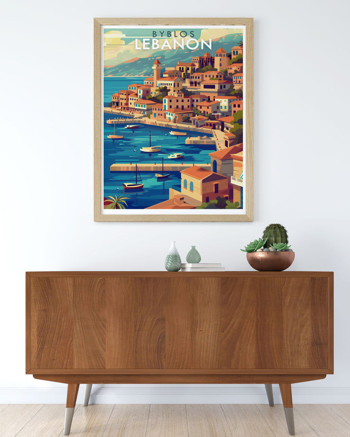 Beirut Poster featuring the lively streets and coastal views of Lebanon with Byblos wall art depicting historical charm and timeless beauty ideal for transforming any living space with elegant art