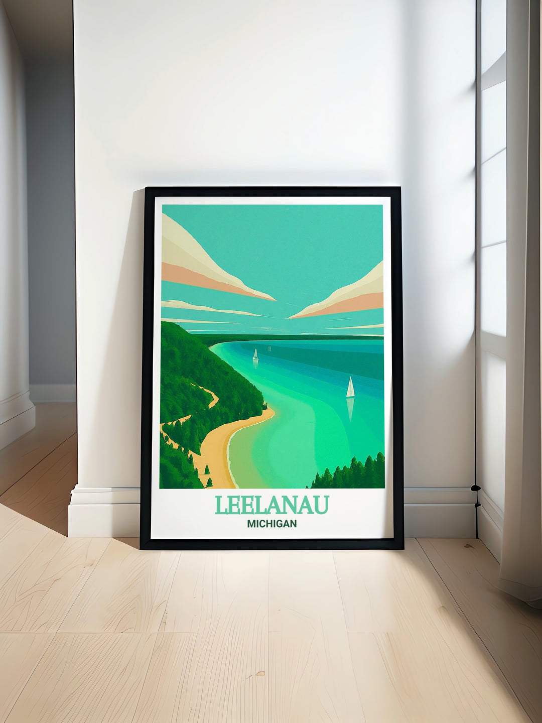 Leelanau State Park Wall Art depicting the peaceful woodlands and scenic shores of Michigans Leelanau State Park, where natures tranquility and beauty are showcased in rich detail. This wall art is perfect for those who appreciate the calm and rustic charm of Michigans wilderness.