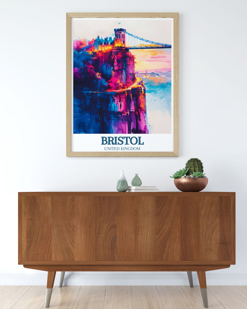 Stunning Ashton Court Print showcasing the excitement of mountain biking on the Nova Trail MTB. Includes the Clifton suspension bridge River Avon, making it a great addition to cycling wall art collections and a striking piece of Bristol home decor.
