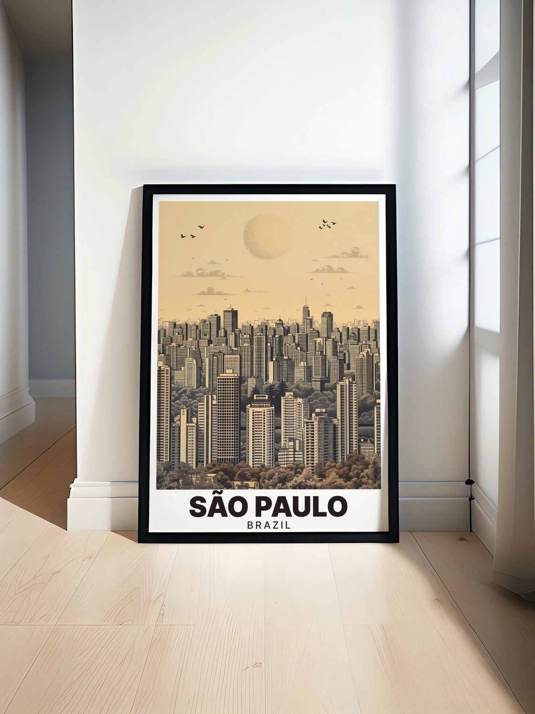 Sao Paulo poster print featuring a vibrant cityscape perfect for adding Brazil art to your home decor. This stunning Sao Paulo artwork offers a modern take on urban beauty ideal for cityscape decor and the perfect Brazil gift for travel lovers.