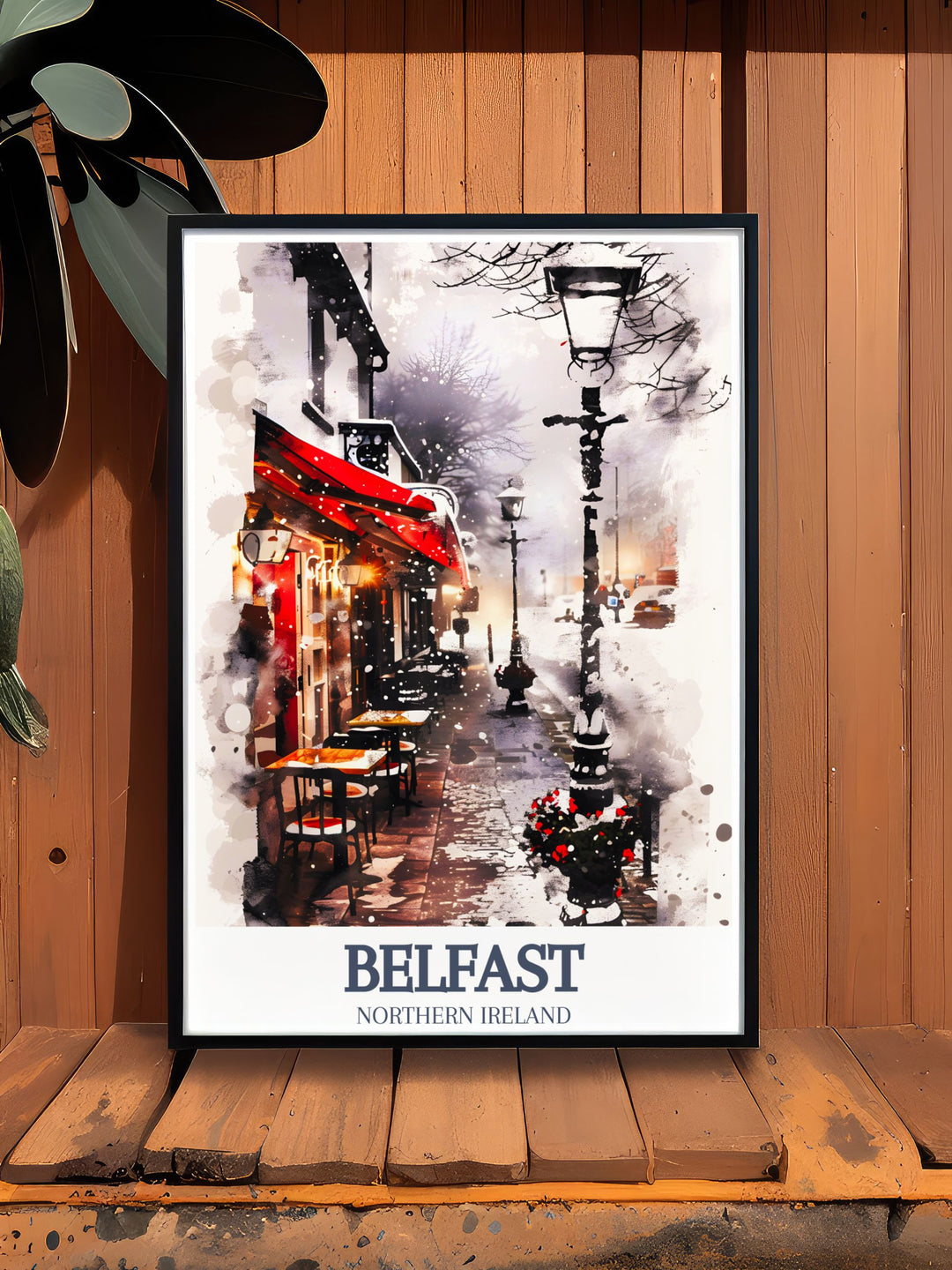 Beautifully detailed Cathedral Quarter Great Victoria Street travel poster from Belfast. This Ireland wall art piece is perfect for those who love UK wall prints and want to add a unique and artistic touch to their home decor.