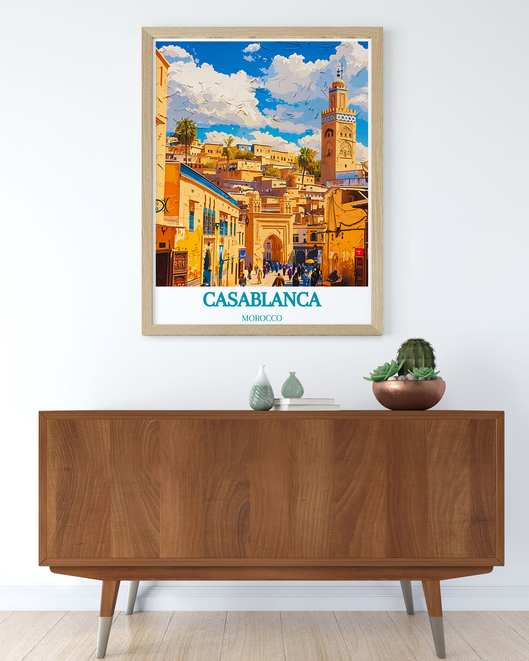 Highlighting the iconic presence of Old Medina and the vibrant culture of Casablanca, this travel poster is perfect for those who appreciate the historical and cultural richness of Morocco.