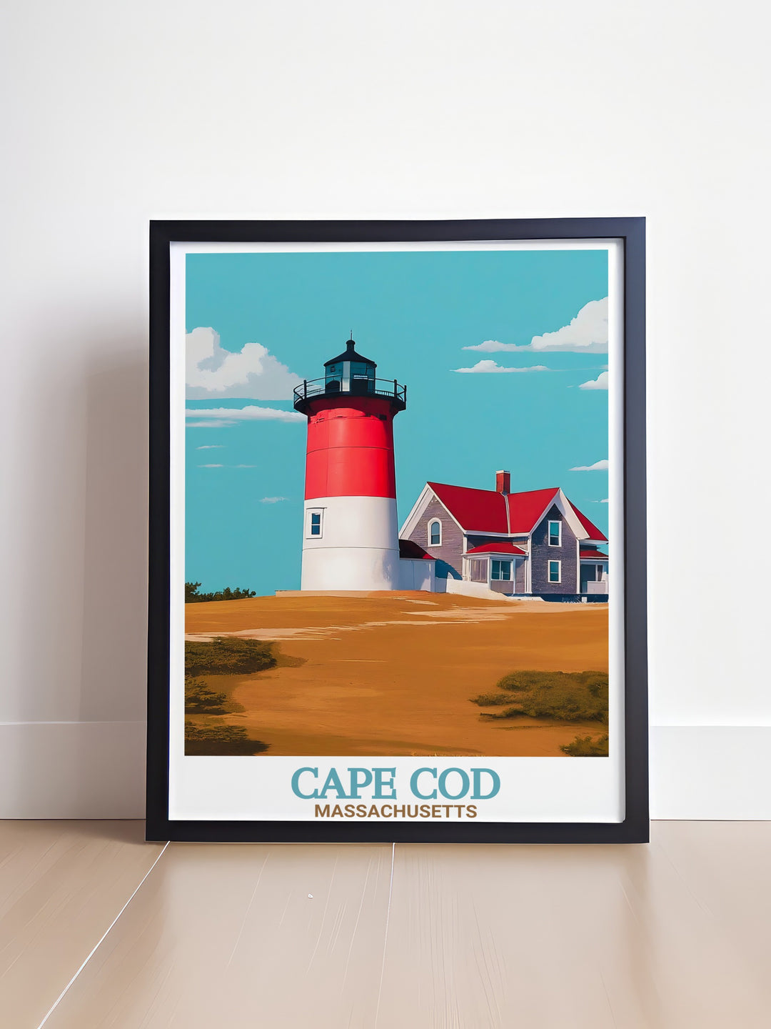 This vintage style poster of Nauset Lighthouse showcases the beauty and history of Cape Cod. With its rich colors and fine detail, it makes a great gift for anyone who loves New Englands coastal scenery.