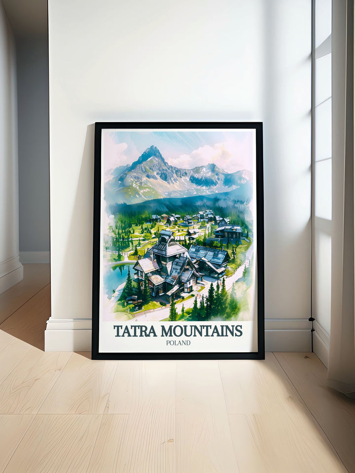 Tatra Mountains Art featuring Tatra National Park and Dolina Koscieliska with detailed depictions of rugged peaks and serene valleys ideal for enhancing your home decor with natural elegance and beauty