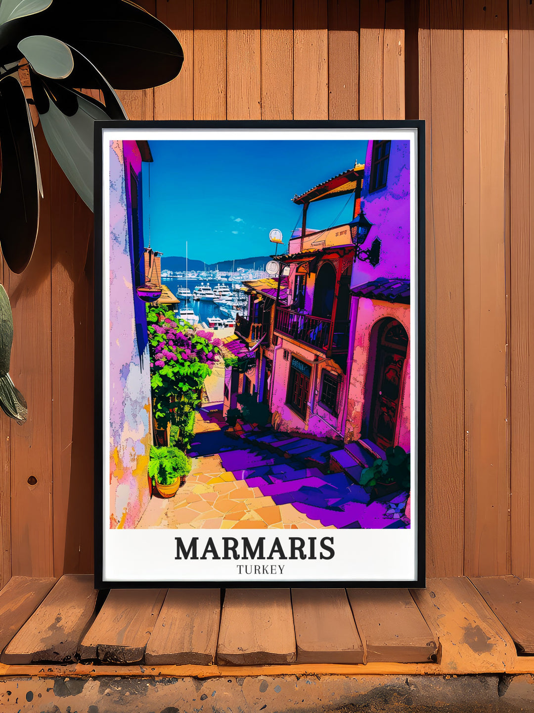 Marmaris Poster Print showcasing Turkey Wall Art with Marmaris Marina Downtown Marmaris A beautiful representation of Turkeys coastal life this artwork is ideal for those looking to enhance their living space with a touch of Mediterranean elegance