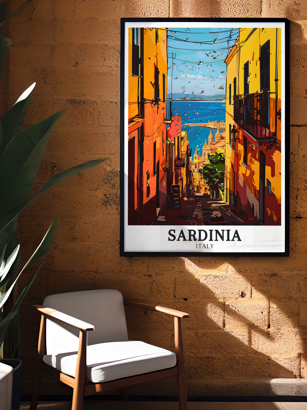 Sardinia poster of Cagliari Poetto Beach offers a beautiful Mediterranean Island scene for your home. Sardinia art capturing the stunning coastline and tranquil beaches, making it the perfect addition to your wall art collection, celebrating Italian culture and heritage.