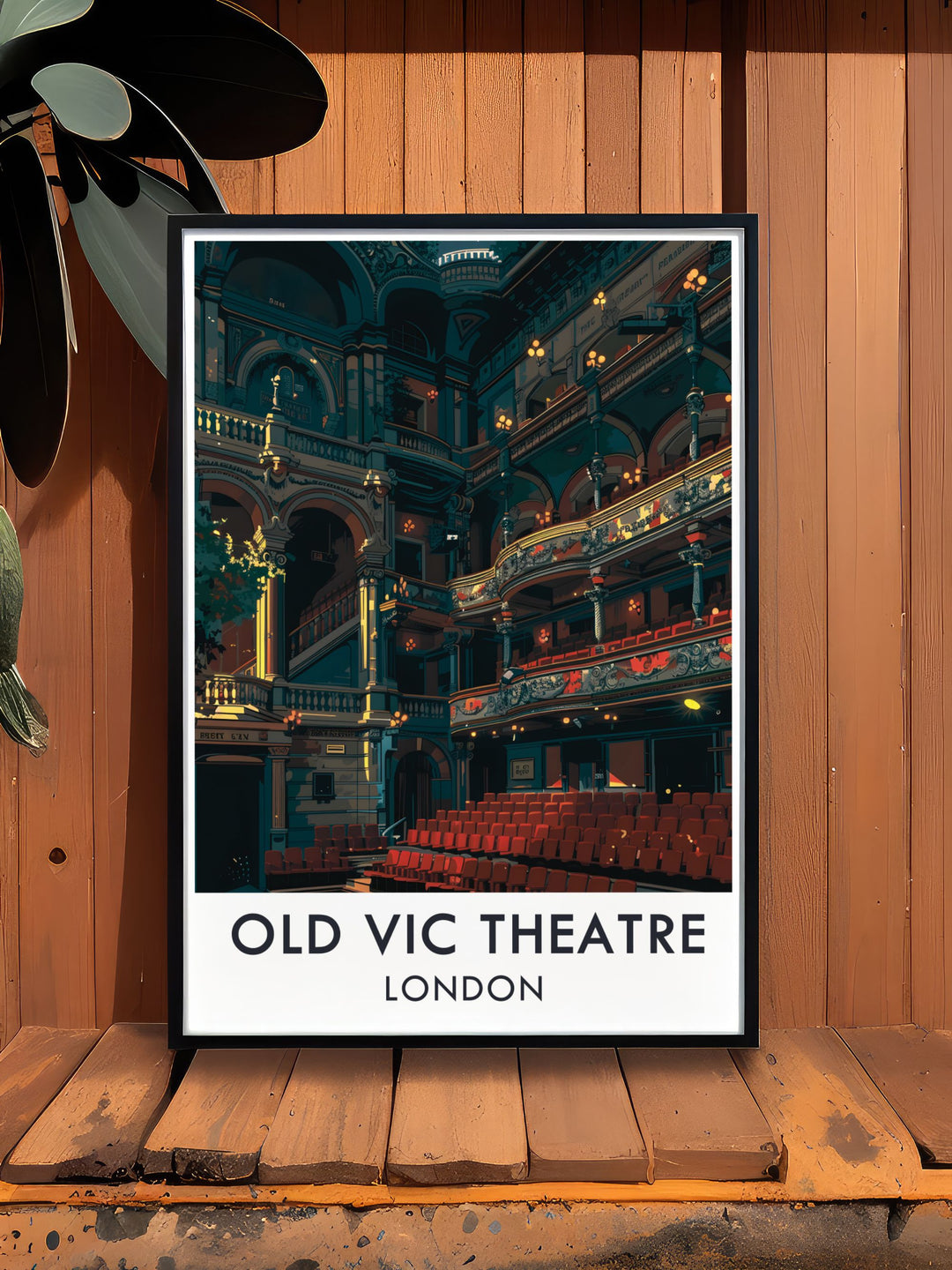 This vintage inspired poster of The Old Vics main auditorium is perfect for fans of Londons West End. The detailed design and retro art deco aesthetic bring to life one of the citys most iconic theatres, making it an ideal piece of wall art or a memorable gift.