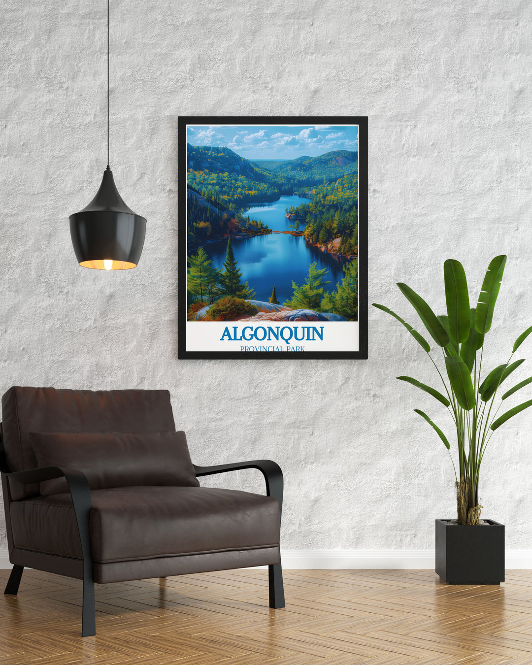 Custom print of Algonquin Provincial Park tailored to your preferences, with options for color intensity and frame style, ensuring it perfectly matches your home decor.