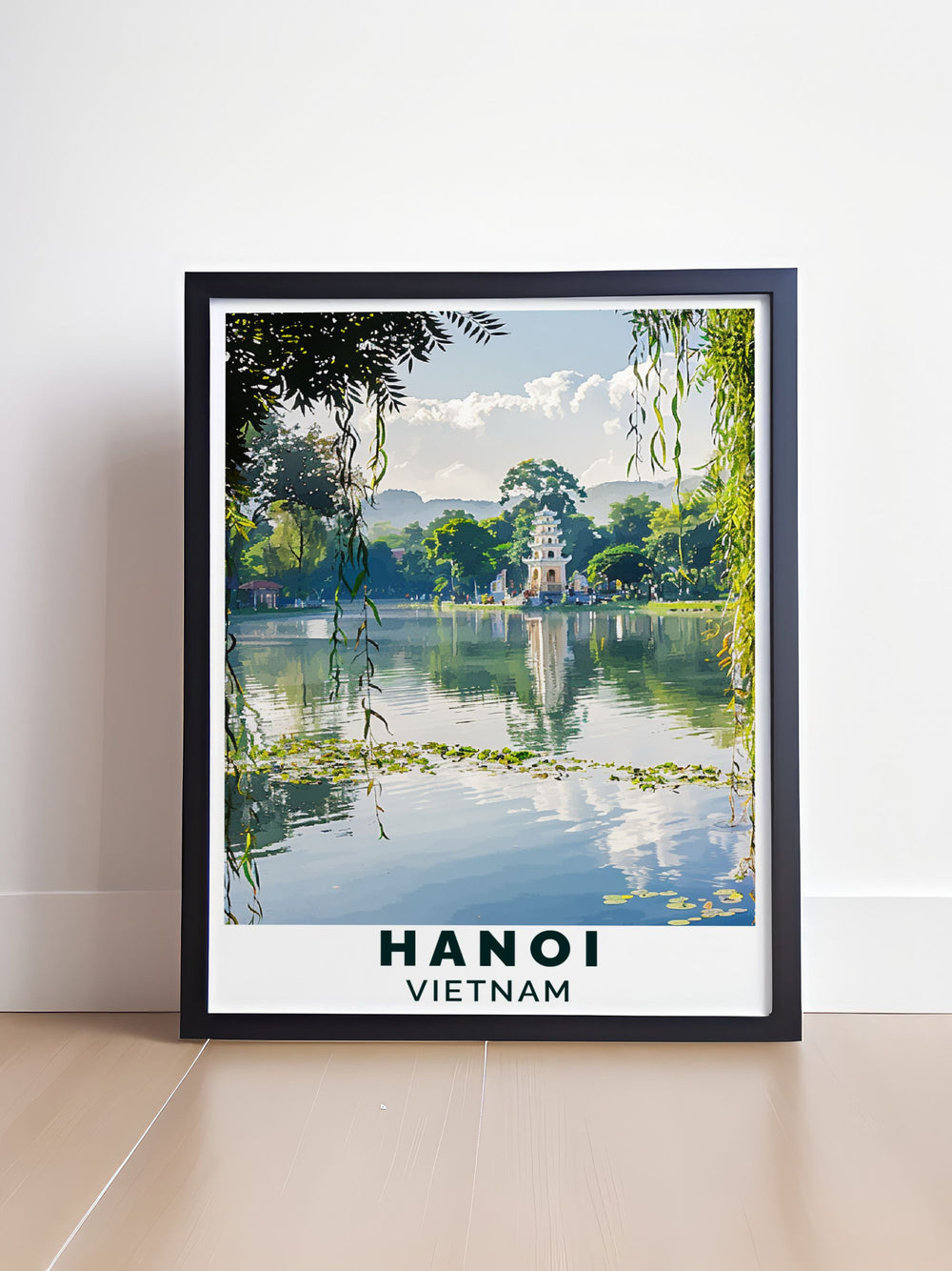 Featuring Hoan Kiem Lake, this art print showcases the tranquil environment and rich cultural heritage of one of Hanois most famous landmarks.