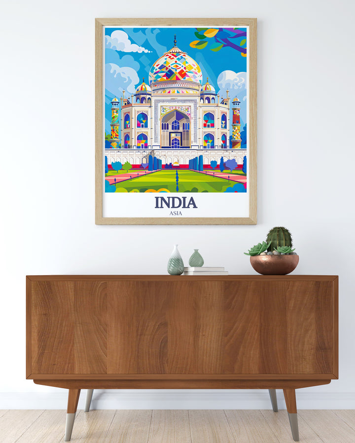 This stunning poster captures the beauty of the Taj Mahal in Agra, India. The intricate design, set along the Yamuna River, is a must have for lovers of history, culture, and architecture. Perfect for adding elegance to your home or gifting to someone special.